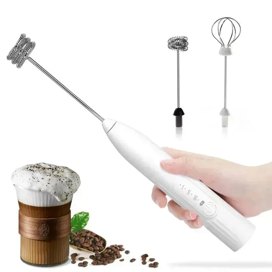 2 in 1 USB Rechargeable Electric Egg Beater Mini Blender Whiskey Coffee Mixer Gadgets for Home Double Head Milk Baking Mixer Bar